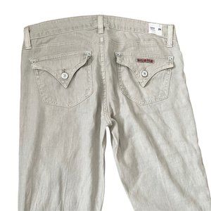 Hudson linen blend light gray cream wide leg Jean 28